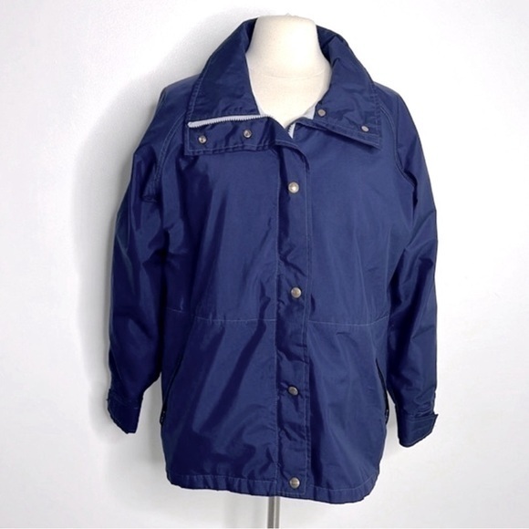 Woolrich Gore-Tex funnel neck Rain windbreaker Jacket royal Blue large - Picture 1 of 12